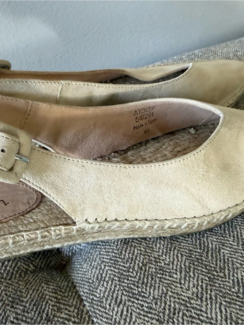 Boden Beige Suede Women’s Espadrille Slingback Flats size 8.5/ 40